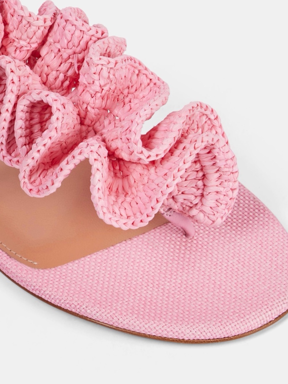 Aquazzura Pink Ruffled Toe-Post Sandal